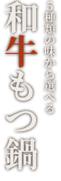 5種類の味から選べる 和牛もつ鍋